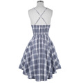 Kate Kasin Sexy Womens Grid Pattern Cross Back Irrégulier Hem Elastic Waist A-Line 50s Retro Dress KK000642-1